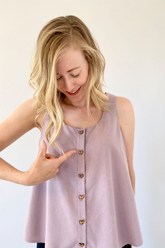 Pattern Hack: Turn a Simple Tank into a Button-Down Top Tutorial