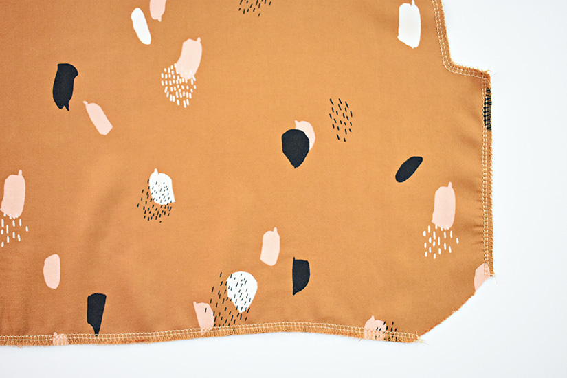 The bottom of the Farrah sewing pattern bodice is shown.