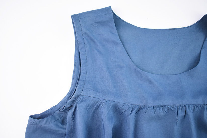 The armhole bias is shown stitched on the Farrah Blouse and dress.