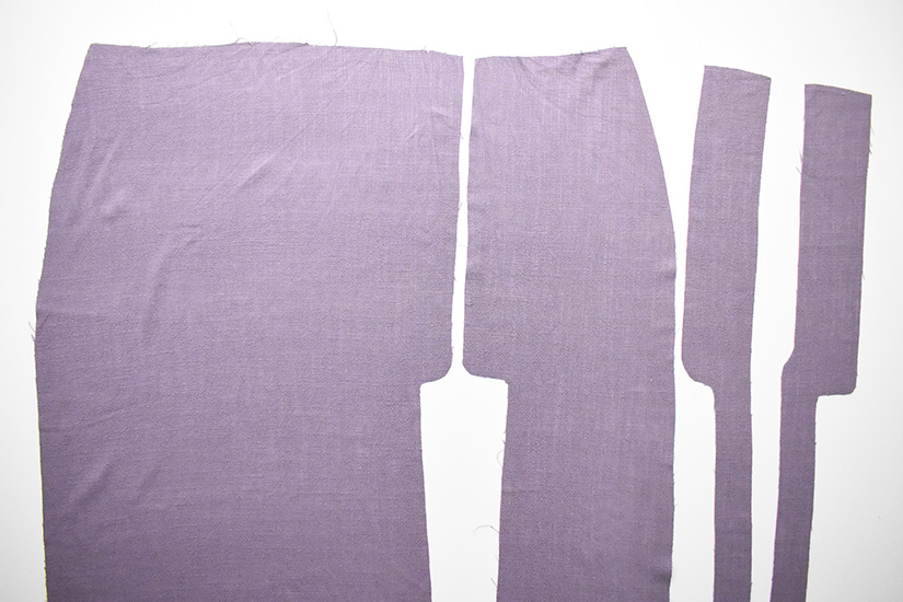 Fabric cut for the Evelyn Skirt is on a white background.