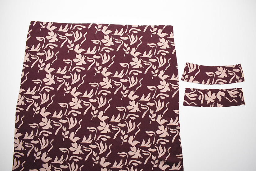 Fabric cut for the Evelyn Skirt is on a white background.