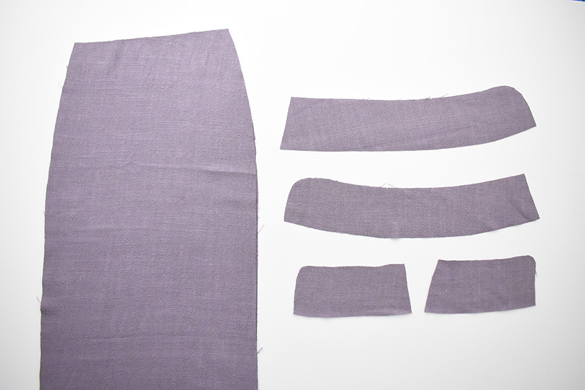 Fabric cut for the Evelyn Skirt is on a white background.