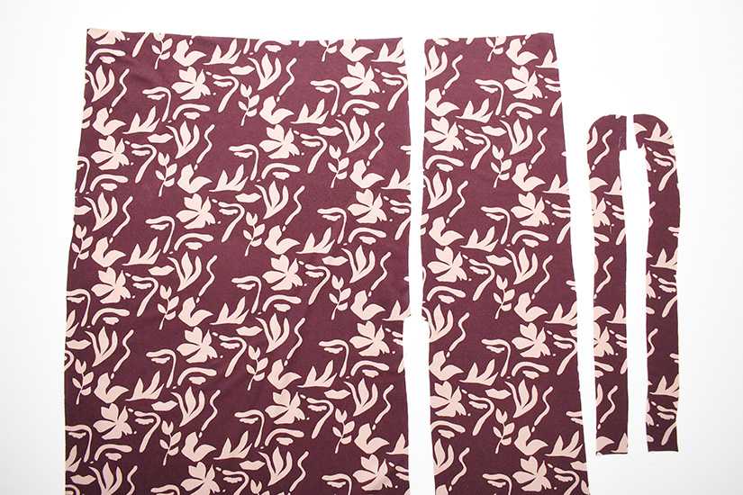 Fabric cut for the Evelyn Skirt is on a white background.
