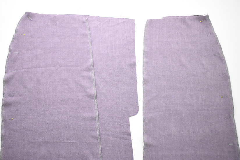 The back and front skirt pieces of the Evelyn are shown sewn together. 