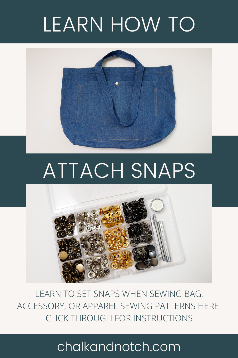 Sewing Tips | How to Attach Snaps. A sewing tutorial for setting snaps when sewing bag or clothing sewing patterns.