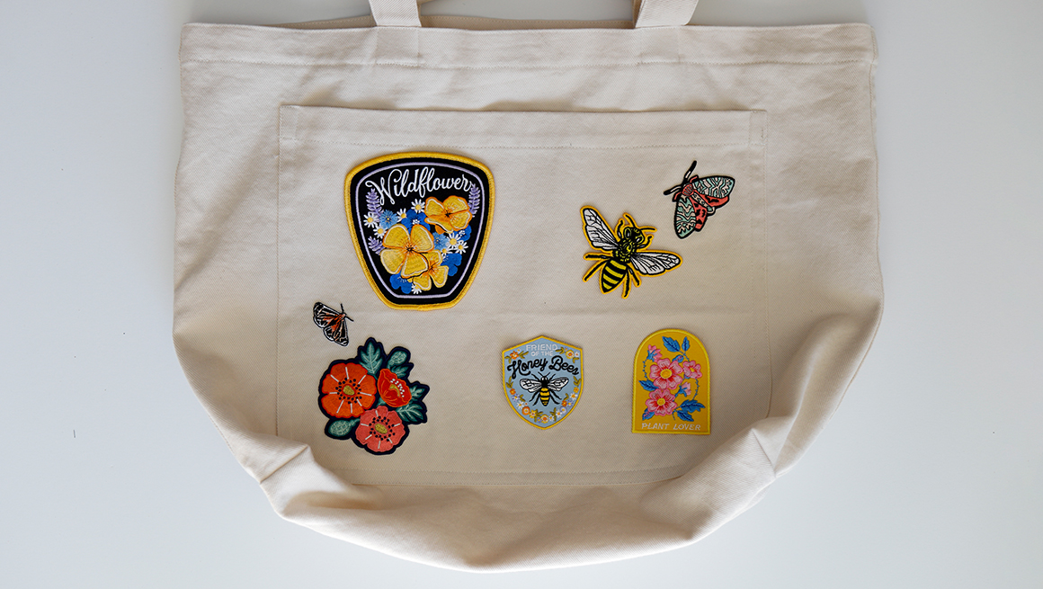 bag with patches