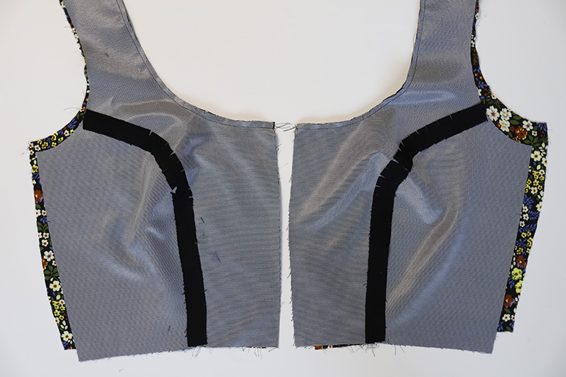 Shay Dress bodice pieces are shown sewn together at neckline. 