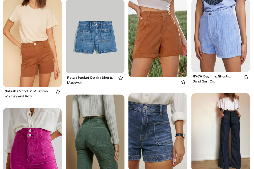 A screenshot of a pinterest board shows ready to wear inspiration for the Isle Jean shorts.