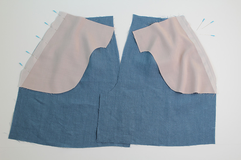 Pocket linings are sewn to the front of the Crew Short pattern