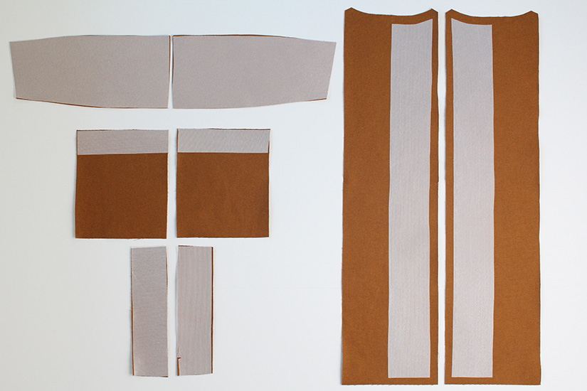 Interfacing is fused to the Den Jacket pattern pieces. 